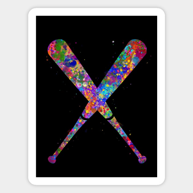 Baseball bat watercolor Magnet by Yahya Art